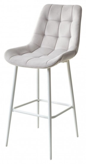 Барный стул ХОФМАН, цвет H-09 Светло-серый, велюр / белый каркас М-City в Талице - talica.mebel-74.com | фото