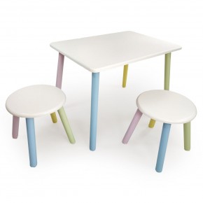 Детский комплект стол и два табурета круглых  (Белый, Белый, Цветной) в Талице - talica.mebel-74.com | фото