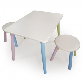 Детский комплект стол и два табурета круглых  (Белый, Белый, Цветной) в Талице - talica.mebel-74.com | фото