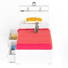 Камелия Кровать с ящиками 0900, цвет белый, ШхГхВ 93,5х217х78,2 см., сп.м. 900х2000 мм., без матраса, основание есть в Талице - talica.mebel-74.com | фото