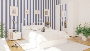 Камелия спальня № 1 Кровать 1400 + Две тумбы + Шкаф 4-х створчатый, цвет белый, сп.м. 1400х2000 мм., б/м, основание есть в Талице - talica.mebel-74.com | фото