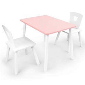 Комплект детской мебели стол и два стула Корона  (Розовый/Белый/Белый) в Талице - talica.mebel-74.com | фото