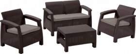 Комплект мебели Корфу сет (Corfu set) коричневый - серо-бежевый * в Талице - talica.mebel-74.com | фото