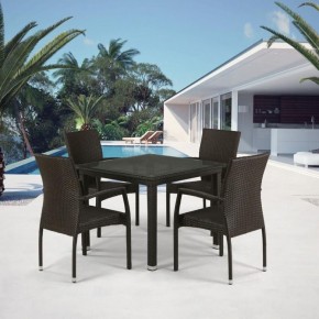 Комплект плетеной мебели T257A/YC379A-W53 Brown (4+1) + подушки на стульях в Талице - talica.mebel-74.com | фото