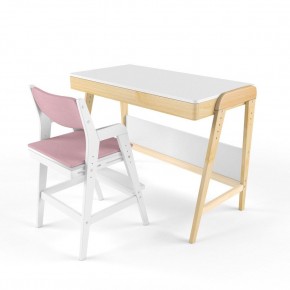 Комплект растущий стол и стул с чехлом 38 попугаев «Вуди» (Белый, Белый, Розовый) в Талице - talica.mebel-74.com | фото