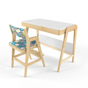 Комплект растущий стол и стул с чехлом 38 попугаев «Вуди» (Белый, Береза, Салют) в Талице - talica.mebel-74.com | фото