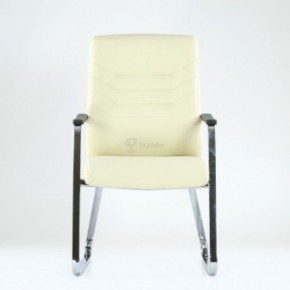 Кресло Barneo K-25 для посетителей и переговорных (хром, бежевая экокожа) в Талице - talica.mebel-74.com | фото