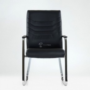 Кресло Barneo K-25 для посетителей и переговорных (хром, черная экокожа) в Талице - talica.mebel-74.com | фото