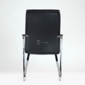 Кресло Barneo K-25 для посетителей и переговорных (хром, черная экокожа) в Талице - talica.mebel-74.com | фото