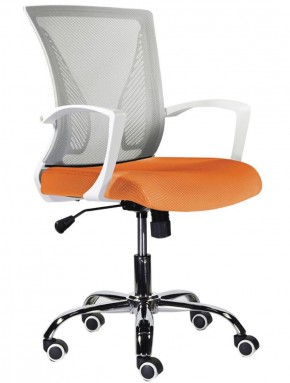 Кресло BRABIX "Wings MG-306", пластик белый, хром, сетка, серое/оранжевое, 532011 в Талице - talica.mebel-74.com | фото