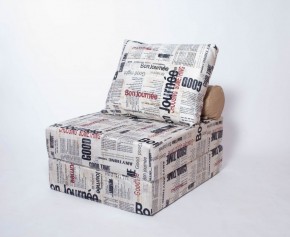 Кресло-кровать-пуф бескаркасное Прайм (Газета) в Талице - talica.mebel-74.com | фото