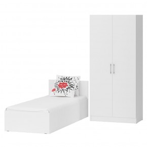 Кровать 0800 + Шкаф 2-х створчатый Стандарт, цвет белый, ШхГхВ 83,5х203,5х70 + 90х52х200 см., сп.м. 800х2000 мм., без матраса, основание есть в Талице - talica.mebel-74.com | фото