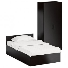 Кровать 1200 + Шкаф 2-х створчатый Стандарт, цвет венге, ШхГхВ 123,5х203,5х70 + 90х52х200 см., сп.м. 1200х2000 мм., без матраса, основание есть в Талице - talica.mebel-74.com | фото