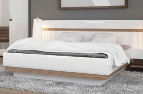 Кровать 160/TYP 94-01 с подъемником, LINATE ,цвет белый/сонома трюфель в Талице - talica.mebel-74.com | фото
