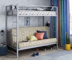 Кровать двухъярусная с диваном "Мадлен" (Серый/Фиолетовый) в Талице - talica.mebel-74.com | фото