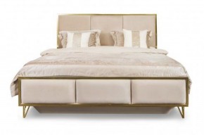 Кровать Lara 1600 с мягким изголовьем + основание (белый глянец) в Талице - talica.mebel-74.com | фото