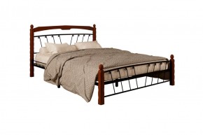 Кровать "Муза 1" КМД10 Черная (1600*2000) (ножки-махагон) с коваными изделиями в Талице - talica.mebel-74.com | фото