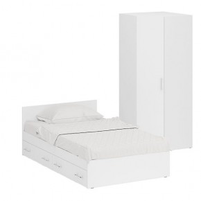 Кровать с ящиками 1200 + Шкаф угловой Стандарт, цвет белый, ШхГхВ 123,5х203,5х70 + 81,2х81,2х200 см., сп.м. 1200х2000 мм., без матраса, основание есть в Талице - talica.mebel-74.com | фото