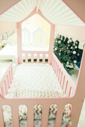 Кровать-домик без ящика 800*1600 (Розовый) в Талице - talica.mebel-74.com | фото