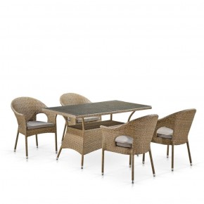 Обеденный комплект плетеной мебели T198B/Y79B-W56 Light Brown (4+1) в Талице - talica.mebel-74.com | фото