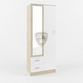 Шкаф 2-х створчатый с зеркалом Софи СШК 800.3 (дуб сонома/белый глянец) в Талице - talica.mebel-74.com | фото