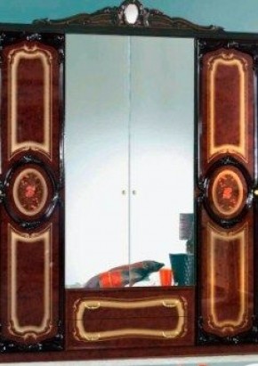 Шкаф 4-х дверный с зеркалами (01.144) Роза (могано) в Талице - talica.mebel-74.com | фото