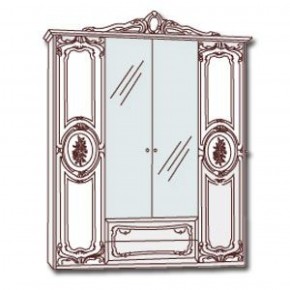Шкаф 4-х дверный с зеркалами (01.144) Роза (могано) в Талице - talica.mebel-74.com | фото