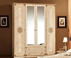 Шкаф 4-х дверный с зеркалами (02.144) Рома (беж) в Талице - talica.mebel-74.com | фото