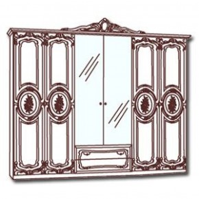 Шкаф 6-и дверный с зеркалами (01.146) Роза (беж) в Талице - talica.mebel-74.com | фото