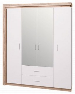 Шкаф для одежды с ящиками 4-х створчатый с зеркалом Люмен 16 в Талице - talica.mebel-74.com | фото