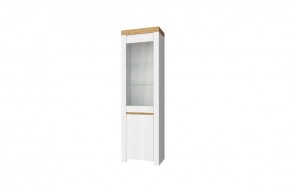 Шкаф с витриной  1V1D, TAURUS, цвет белый/дуб вотан в Талице - talica.mebel-74.com | фото