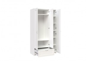 Шкаф СИРИУС трёхдверный белый с одним выдвижным ящиком и зеркалом в Талице - talica.mebel-74.com | фото