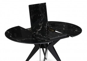 Стол стеклянный Рикла 110(150)х110х76 черный мрамор / черный в Талице - talica.mebel-74.com | фото
